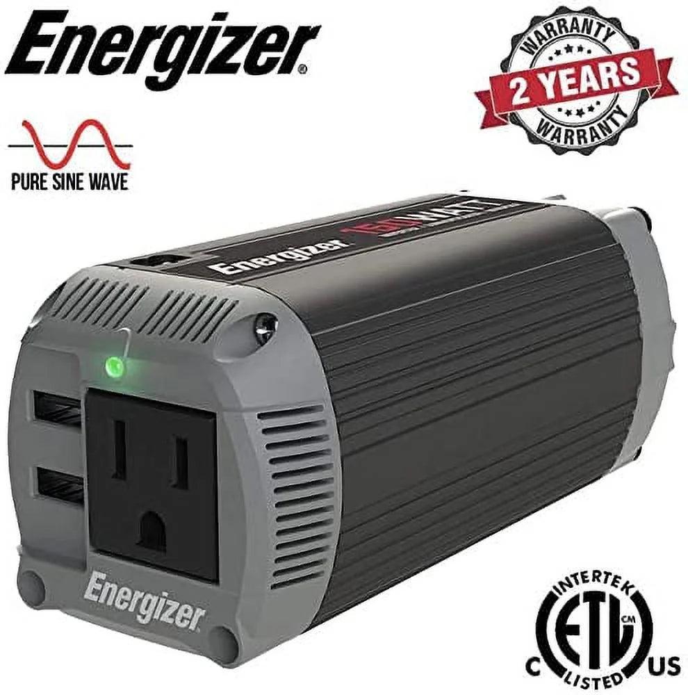 150 Watt Pure Sine Wave Car Power Inverter with Cigarette Lighter Plug and 2 USB Ports Q7852