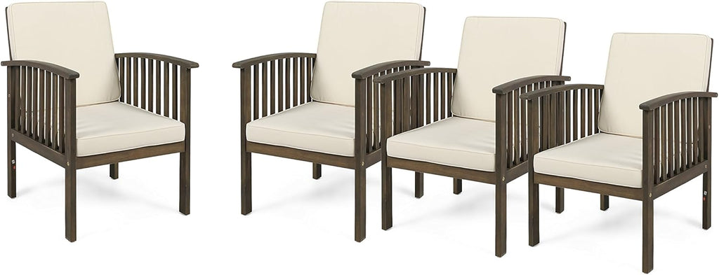 Brown Patina and Dark Teal Acacia Wood Club Chairs (Set of 4) D995850