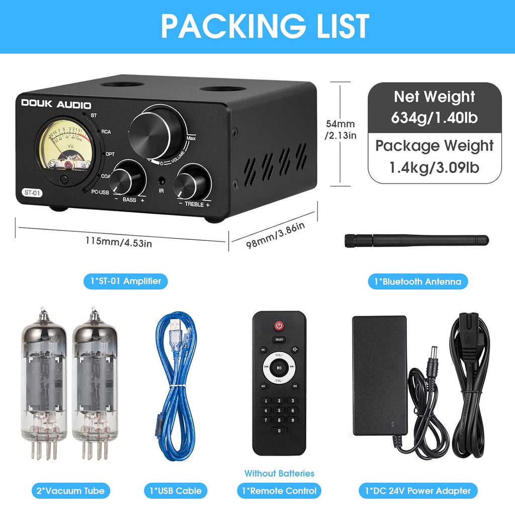2 Channel 200W Bluetooth Vacuum Tube Amplifier R3147