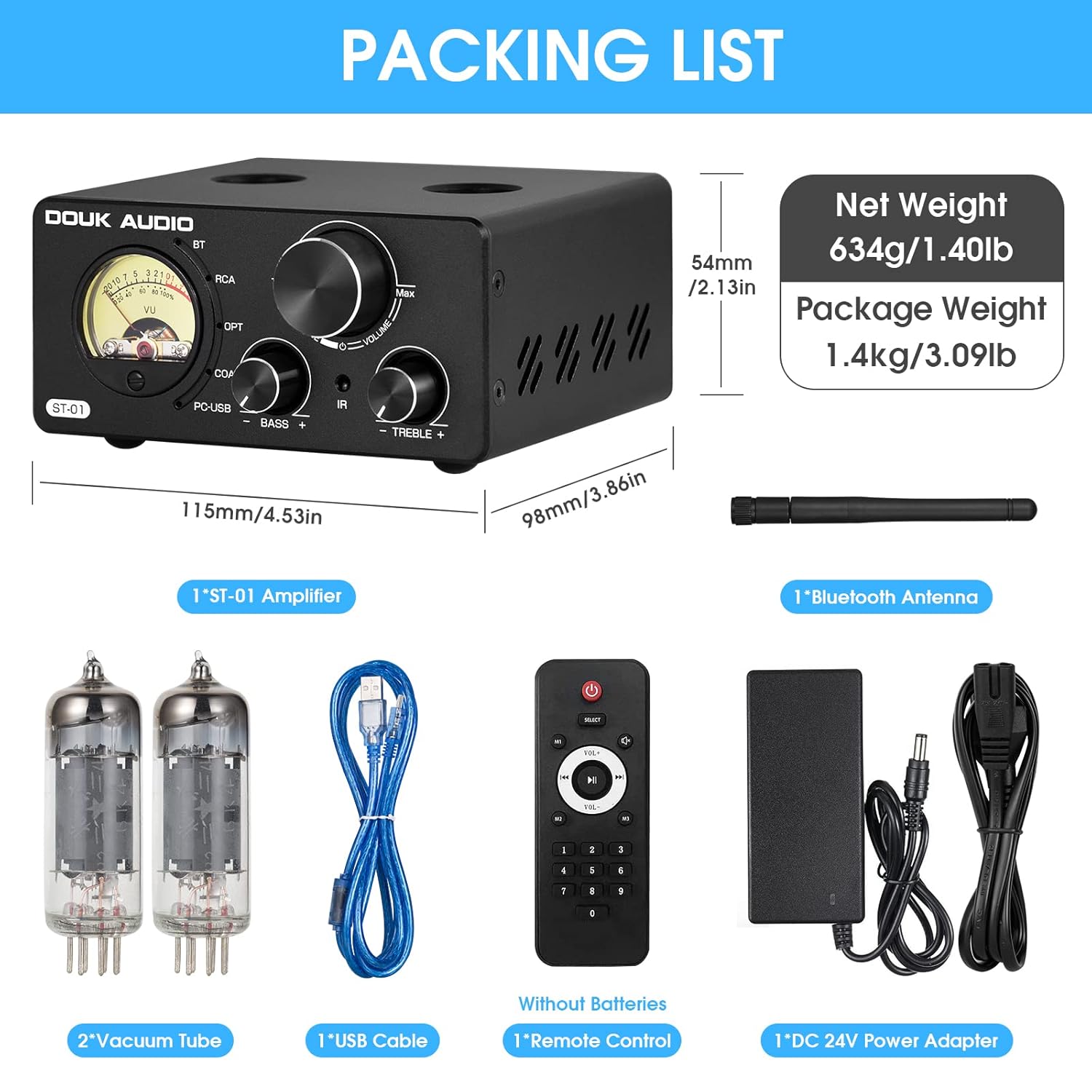 2 Channel 200W Bluetooth Vacuum Tube Amplifier R3147