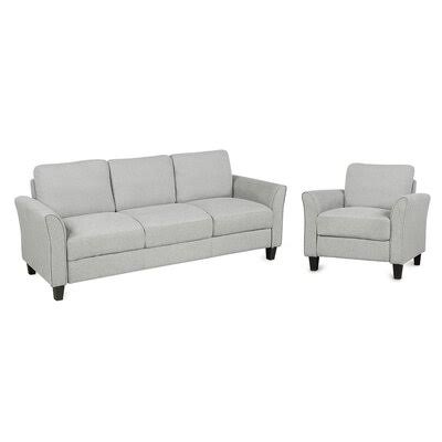 Light Gray Linen Blend 2 Pieces Sofa Set P7103