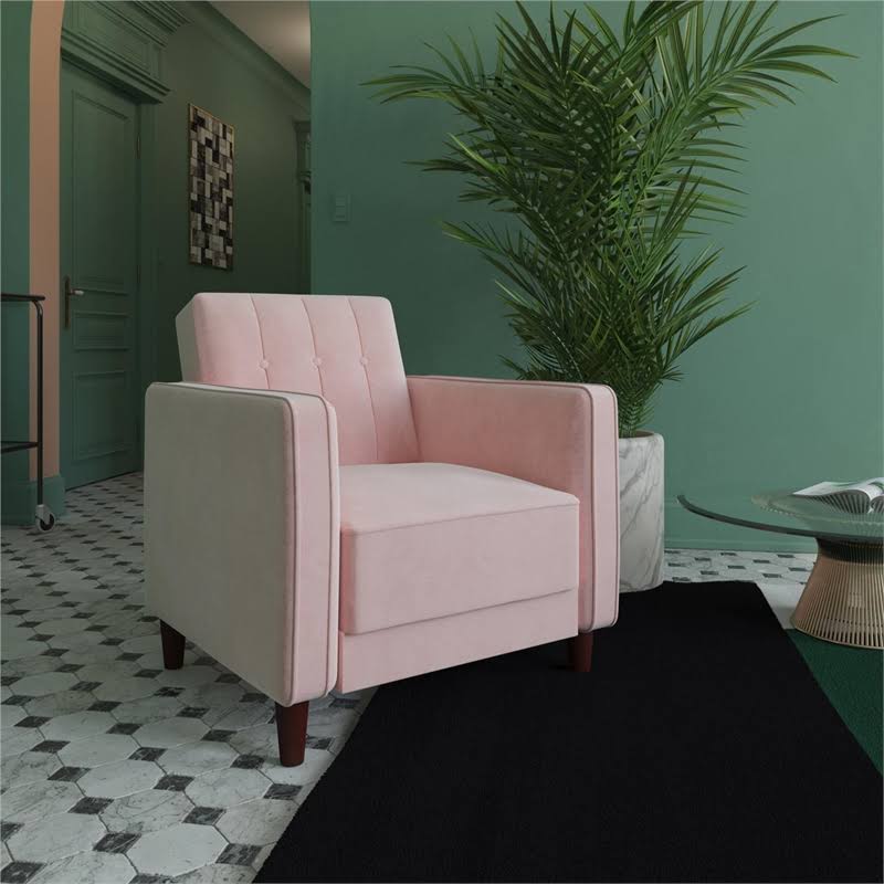 Pink Velvet Tufted Accent Chair N37284