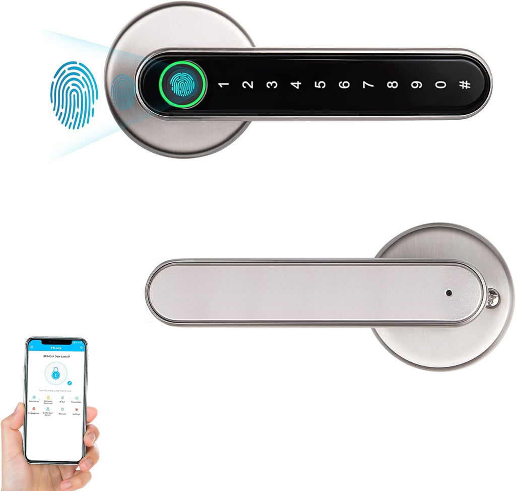 Brushed Nickel Fingerprint Door Lock with Handle Z85092