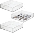 Plastic Pantry Organizer Bin Tray, 7.5 x 7.5 x 2, 3 Pack, Clear I2412