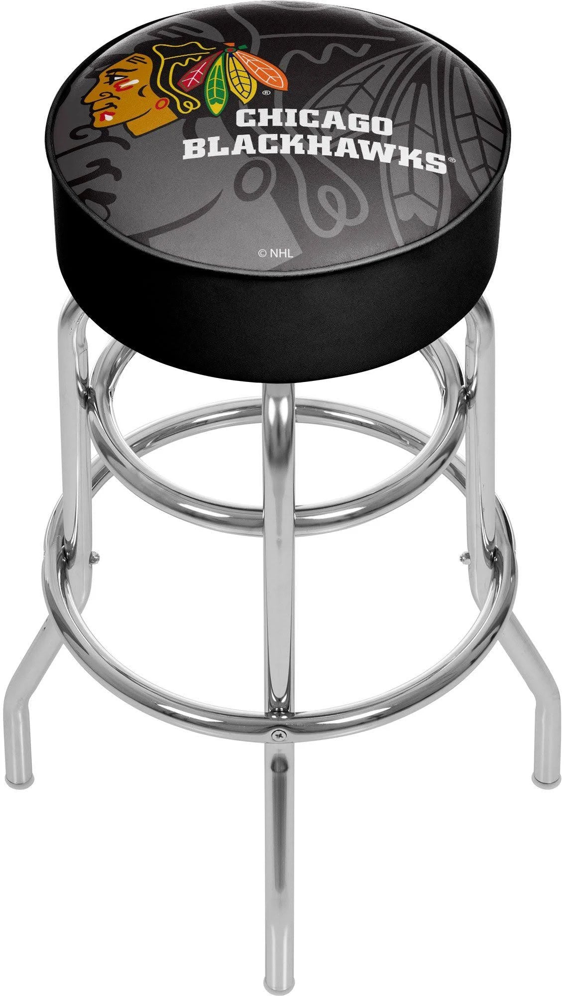 Chicago Blackhawks Chrome Swivel Bar Stool H934