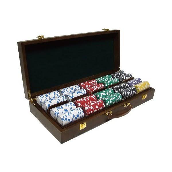 500ct. 14g Poker Chip Set in Walnut Wooden Carry Case X633753