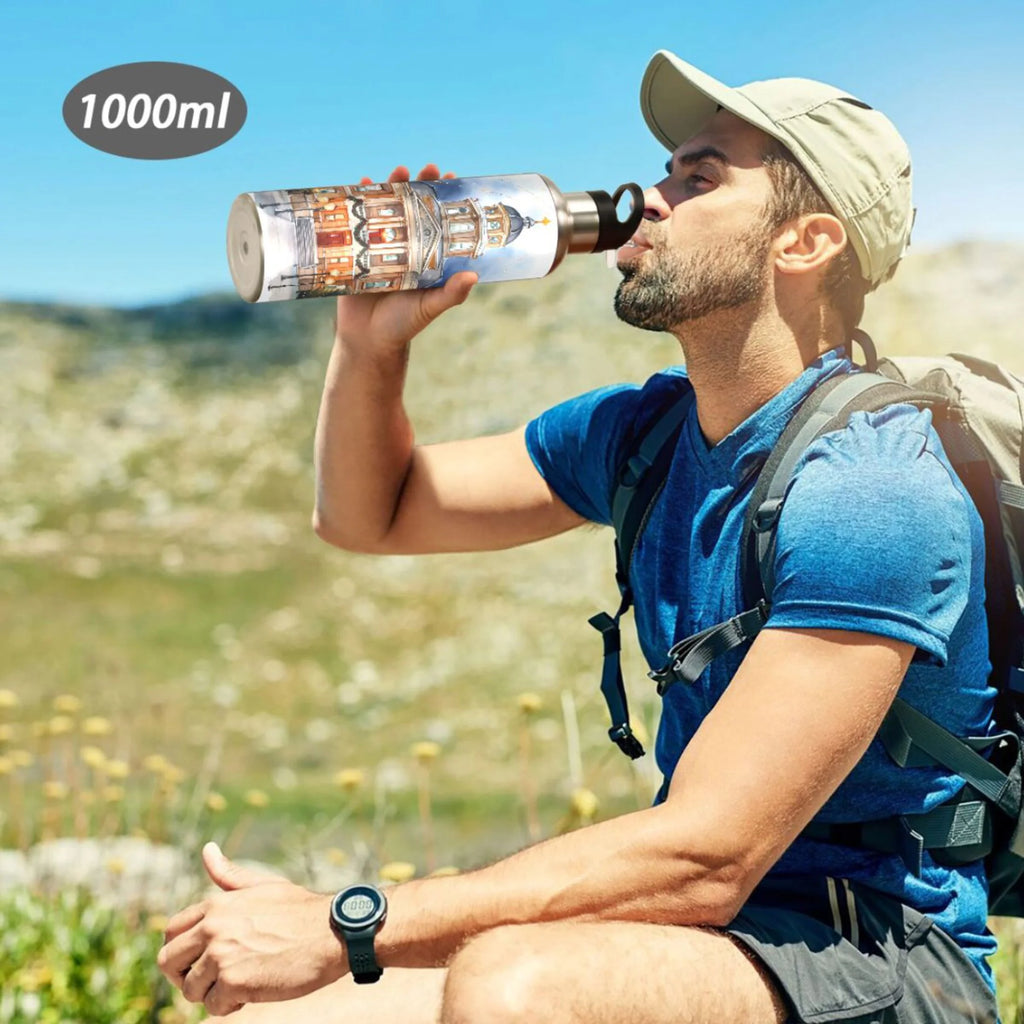 Stainless Steel Insulated Vacuum Flask Water Bottle with Straw Lid V54389