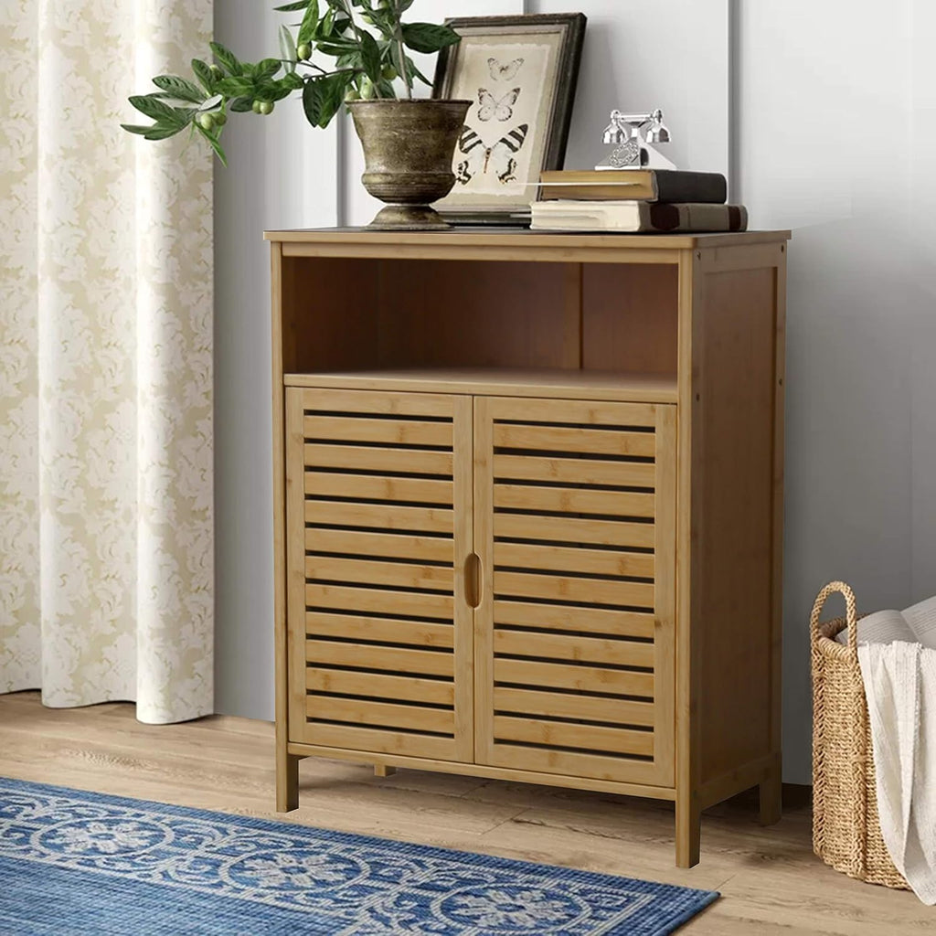 Bamboo Bathroom Storage Cabinet with Door and Shelves F455