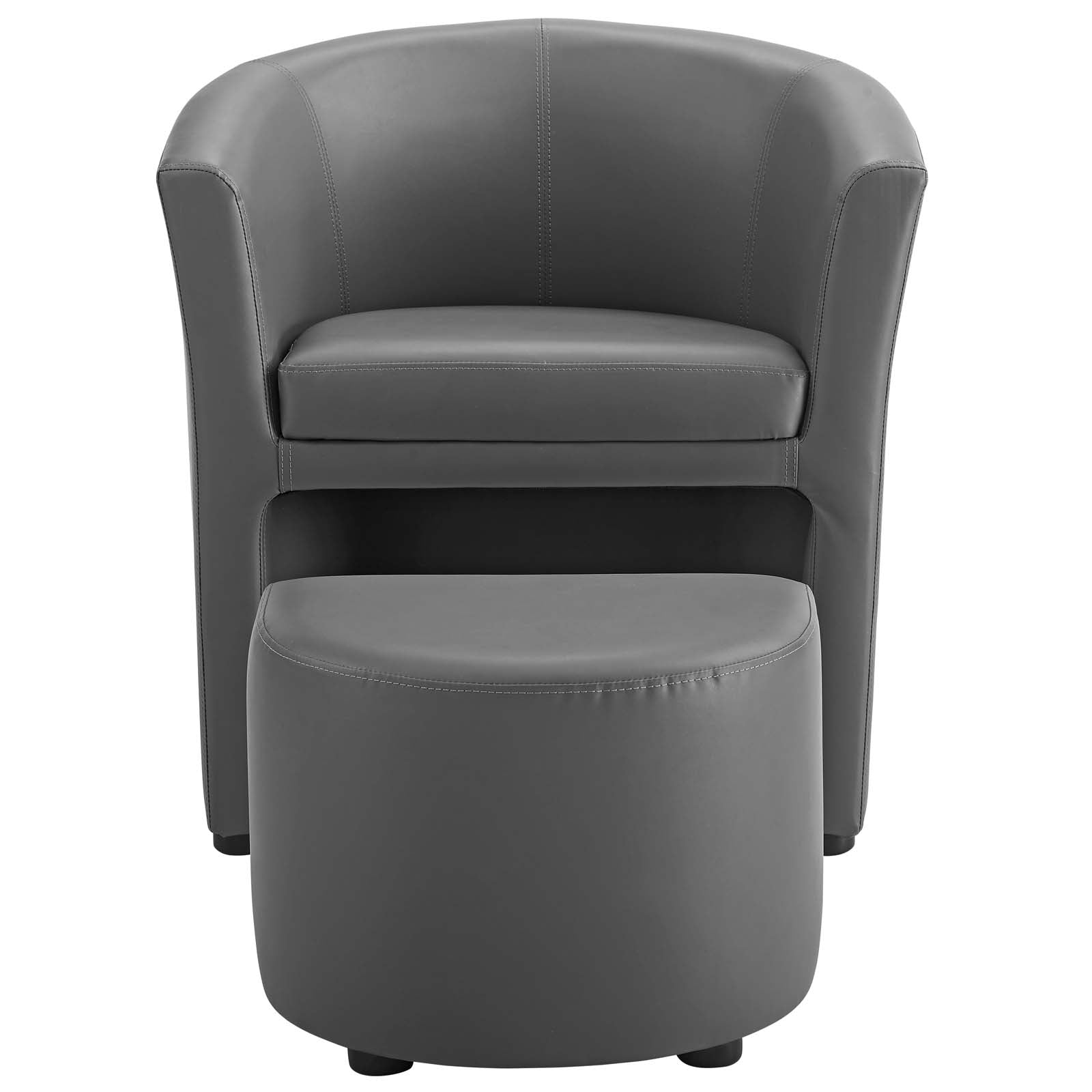 Grey Faux Leather Armchair and Ottoman A3232