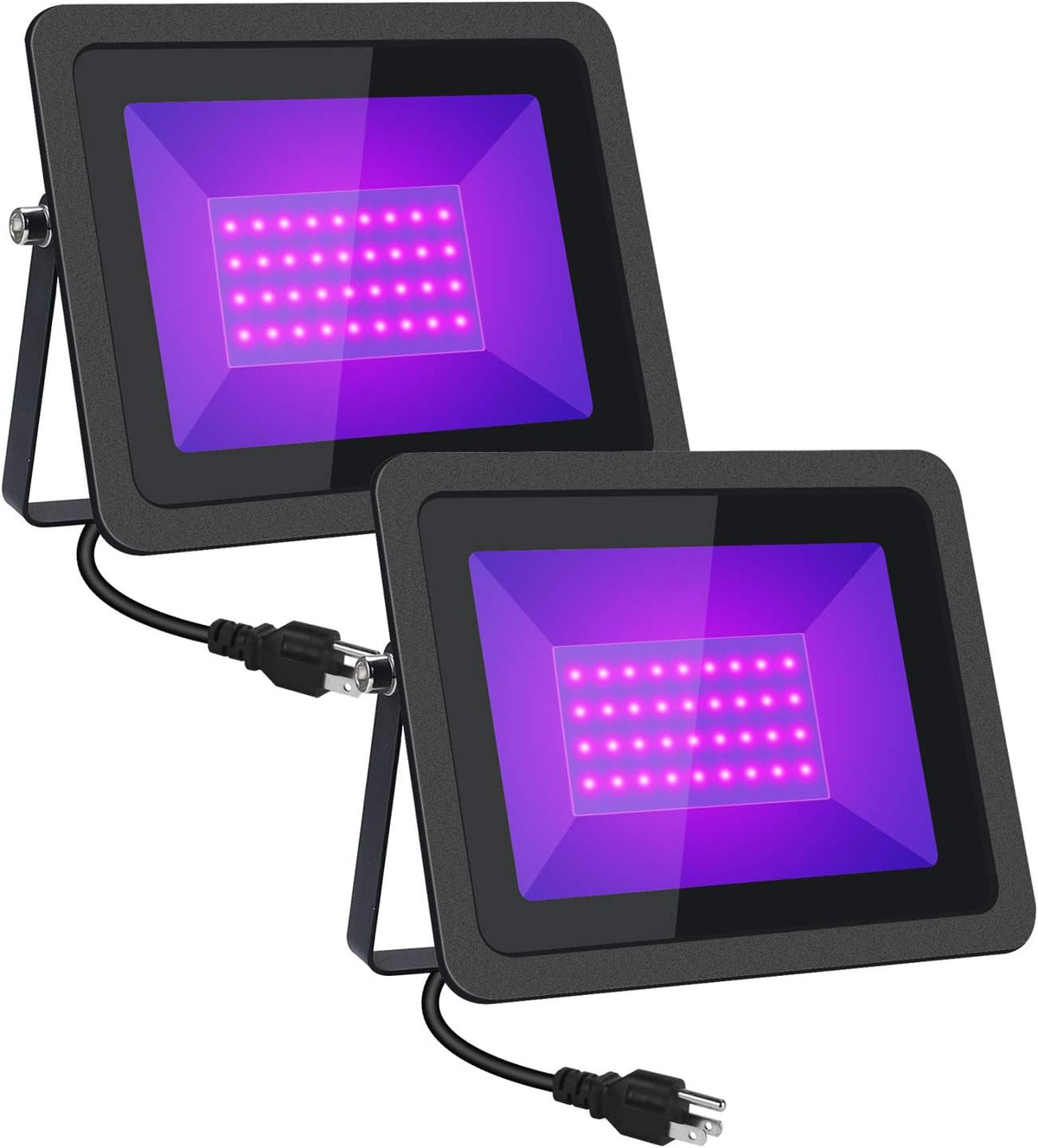 2 Pack IP65 Waterproof 60W UV LED Black Lights Flood Light with Plug E809977