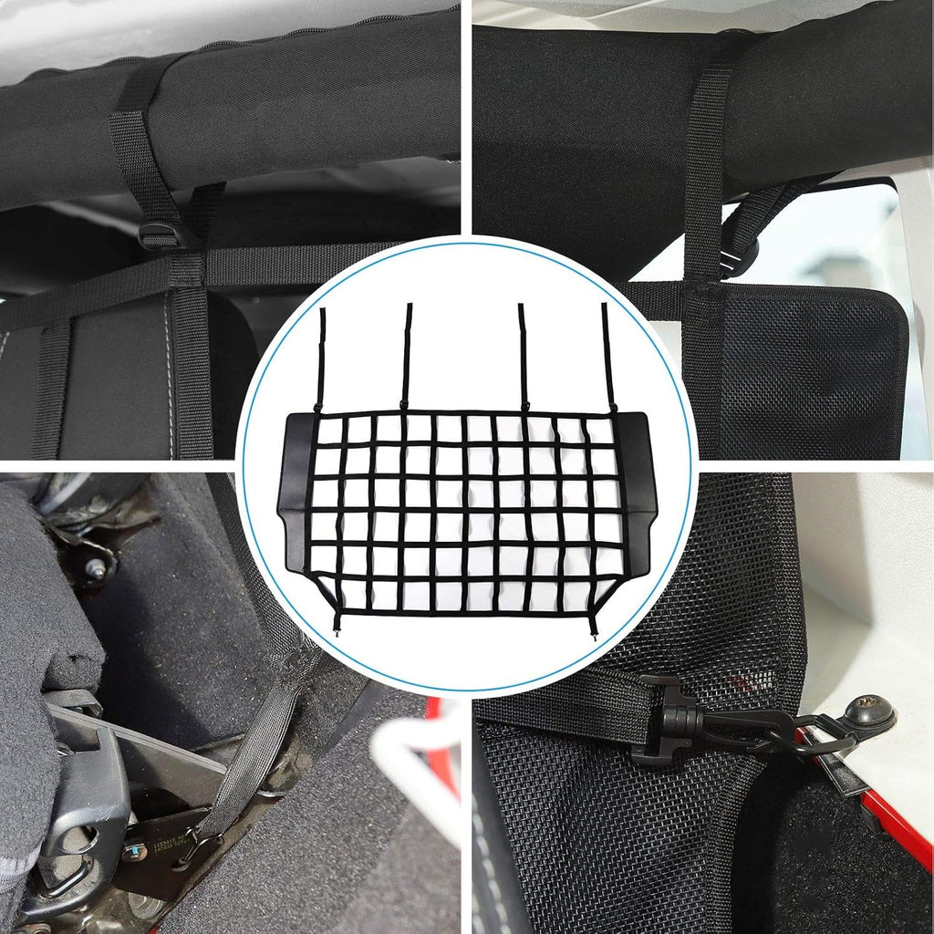 Car Rear Trunk Organizer Isolation Cargo Net, Mesh Dog Barrier Divider Net for Jeep Wrangler JKU & JLU 4 Door 2007-2021 Pack of 2 K81211