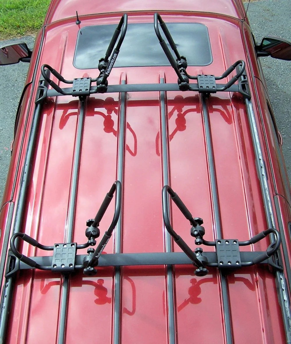FIRE ENGINE RED FOLDING KAYAK RACK ROOF TOP AND WALL CARRIER BUNDLE J101