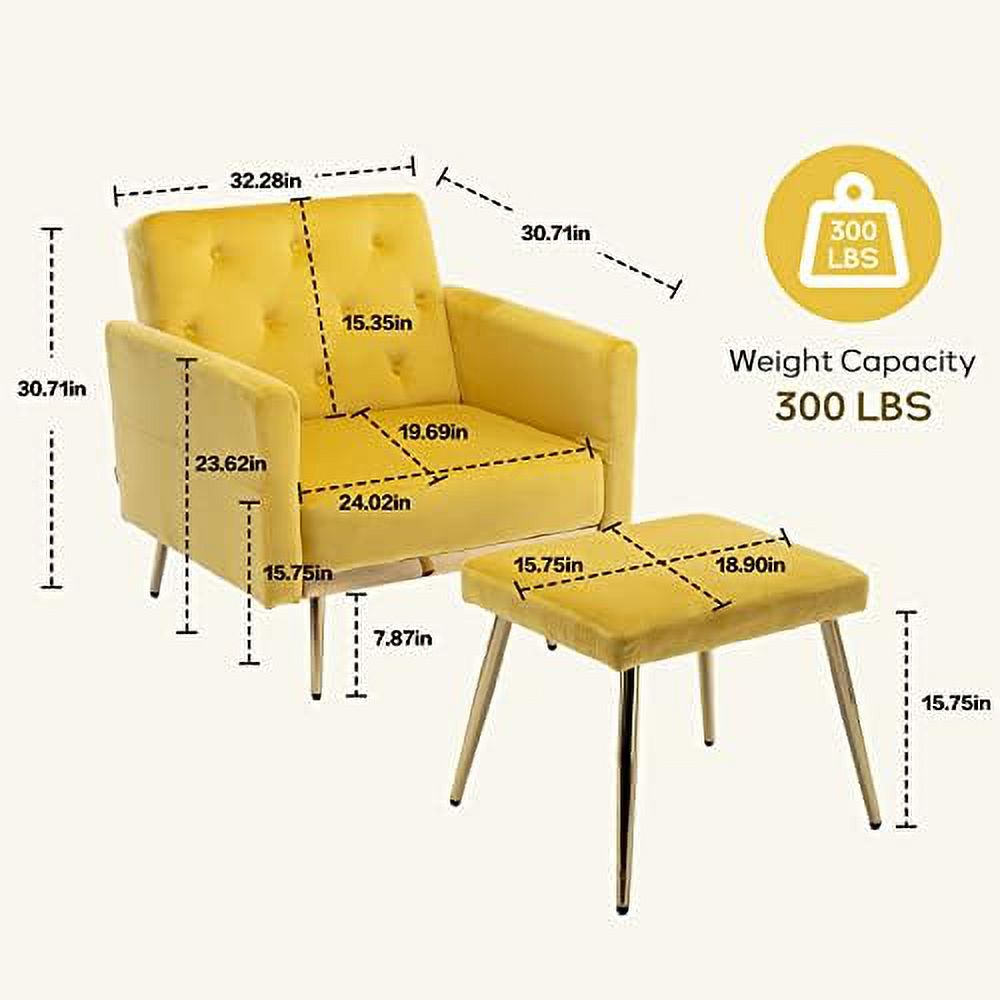 Olive Green Velvet Single Sofa Chair with Ottoman S752
