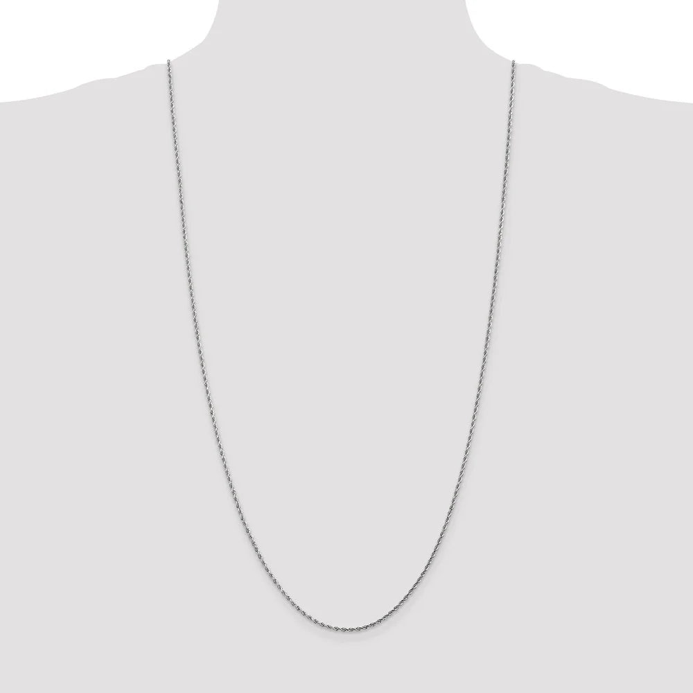 10kt White Gold 1.75mm Diamond-cut Rope Chain Necklace V473453