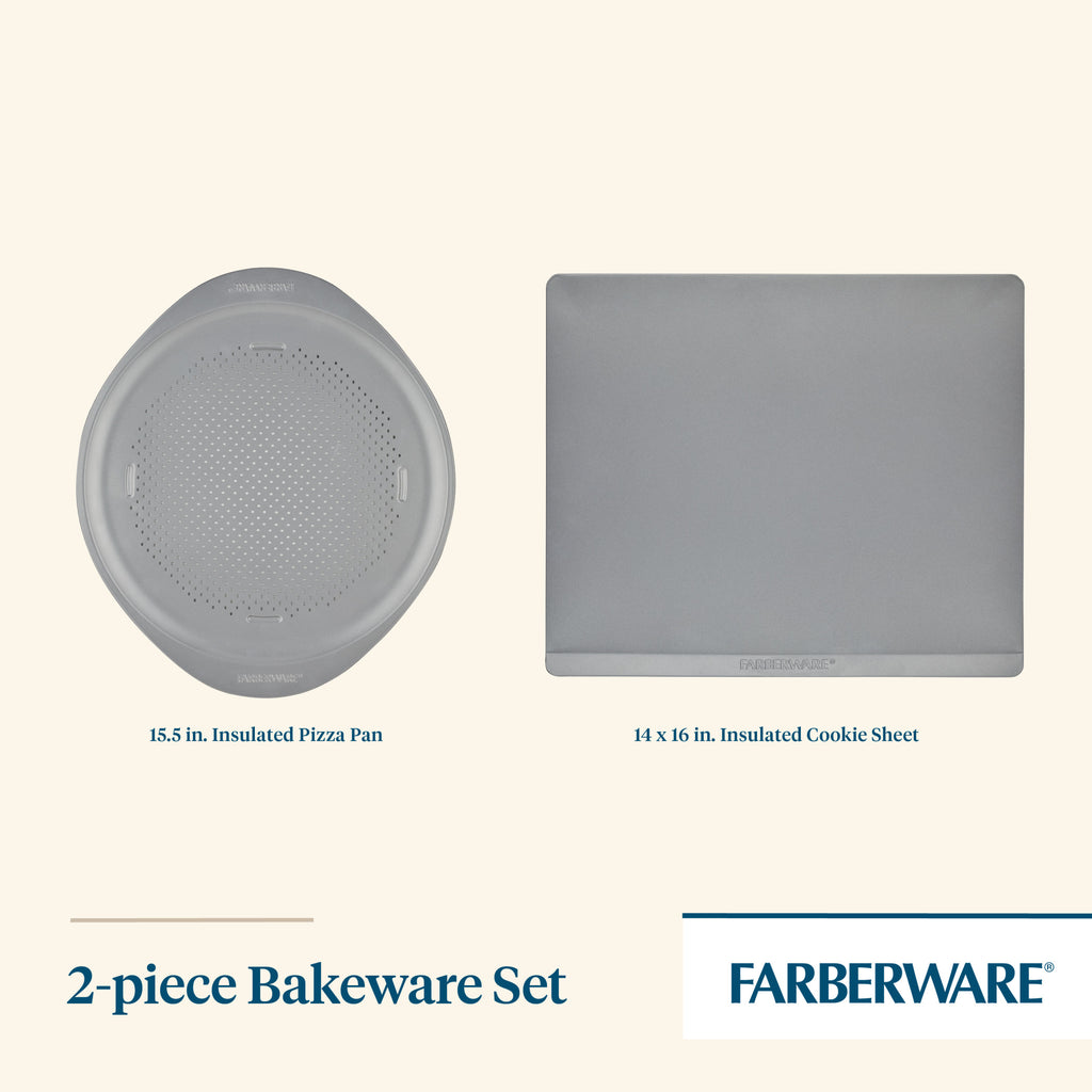 Nonstick Baking Sheet and Pizza Crisper Pan Set, 2-Piece, Gray E1519