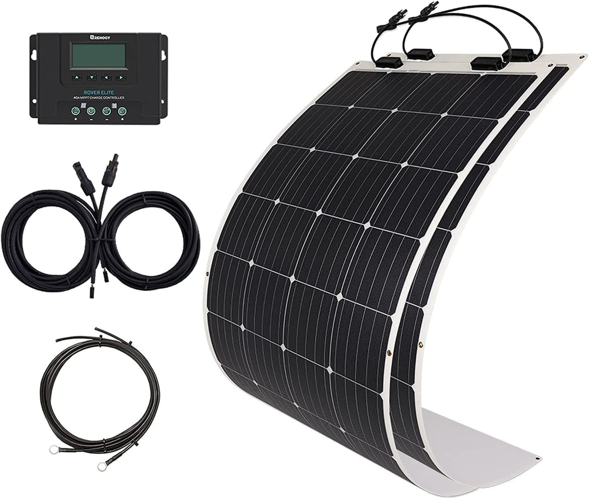 100 Watt 12 Volt Flexible Solar Kit with 100W Monocrystalline Panel and 10A Waterproof PWM Controller W721362