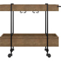 Walnut Melamine Bar Cart with Black Painted Metal Frame H77395