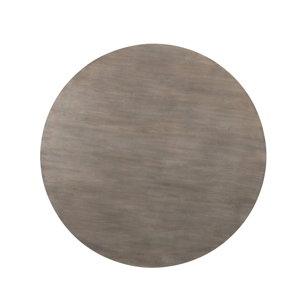 Metal Dining Table with Circular Wooden Top and Caster Wheels Gray M14500