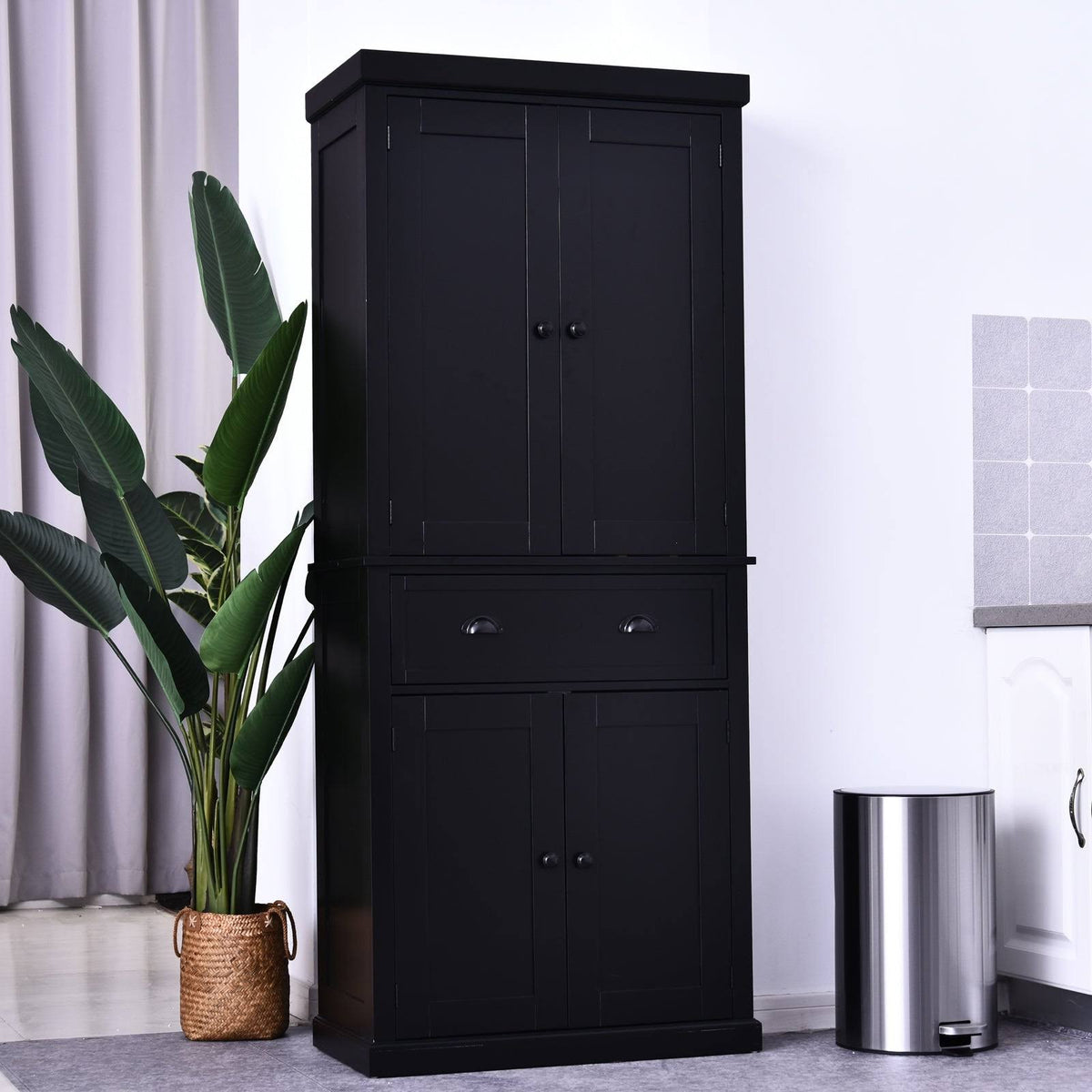 Black Freestanding Kitchen Pantry Cabinet B734133