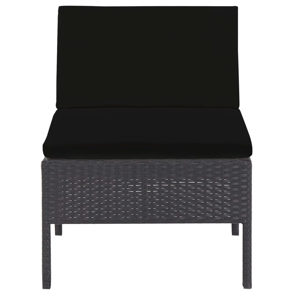 5 Piece Patio Sofa Set with Cushions Poly Rattan Black W829