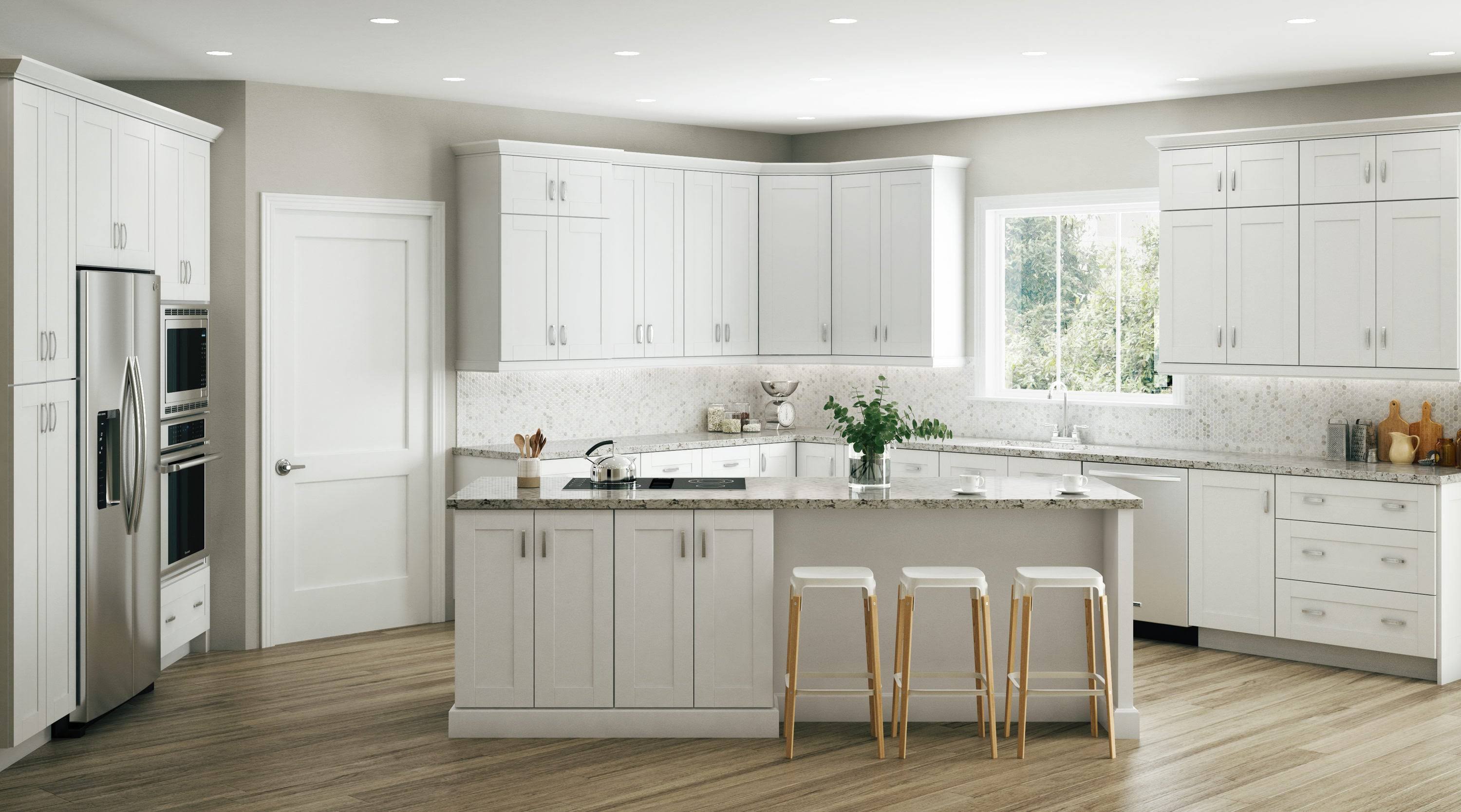 Vesper White Shaker Assembled Plywood Wall Kitchen Cabinet Z63459