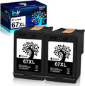 2 Black Remanufactured Ink Cartridges for HP 67 67XL Q596