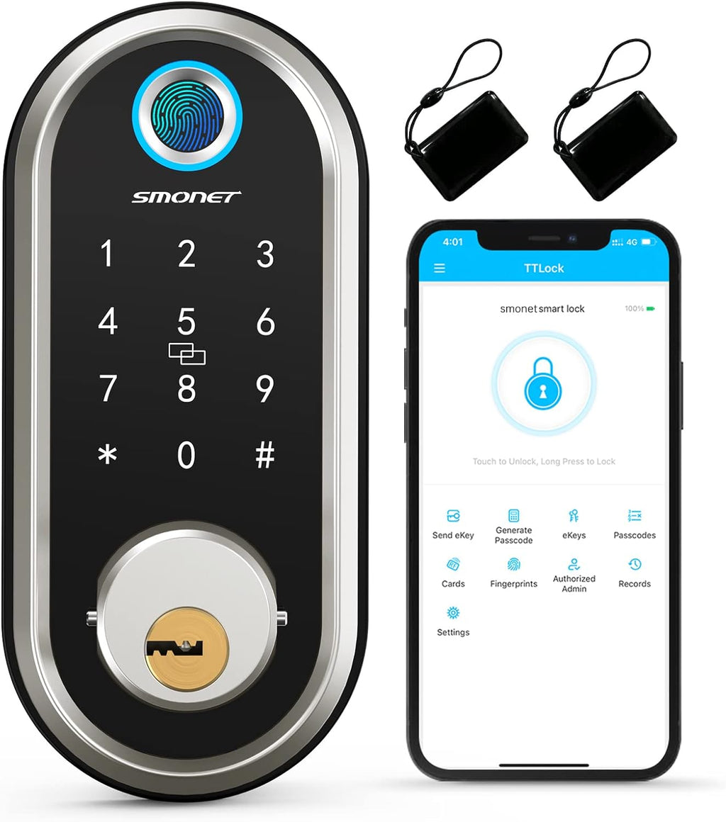 Smart Lock Deadbolt with Keypads, Fingerprint, IC Card, Touchscreen, Auto Lock, APP Control Z615806