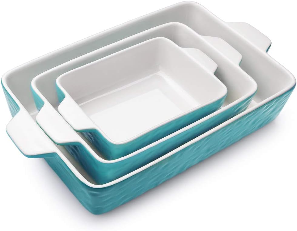 3 PCS Rectangular Ceramic Glaze Baking Dish Set R86874