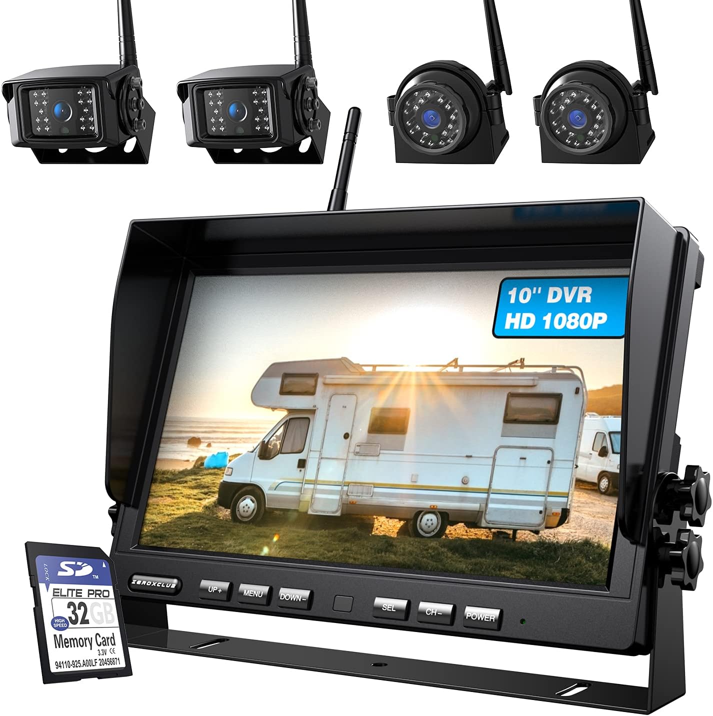 Wireless 3 Backup Camera System with 7 Inch DVR Touch Monitor, HD 1080P Digital Signal Wireless Rear View Camera Kit for RV Truck Trailer Camper B135
