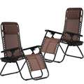 Set of 2 Zero Gravity Reclining Folding Chairs with Holder Z9542