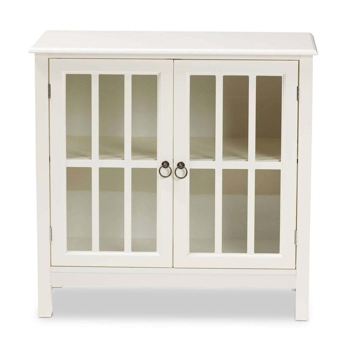 White Finished Wood and Glass Kitchen Storage Cabinet X5734