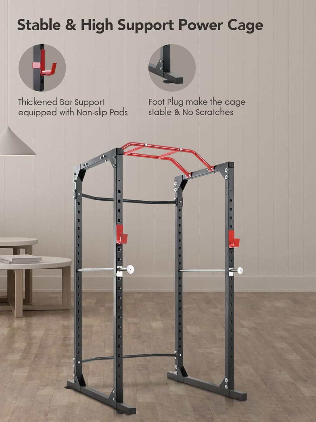 Power Cage Squat Rack with J-Hooks Heavy Duty 1000 lbs Capacity Q549