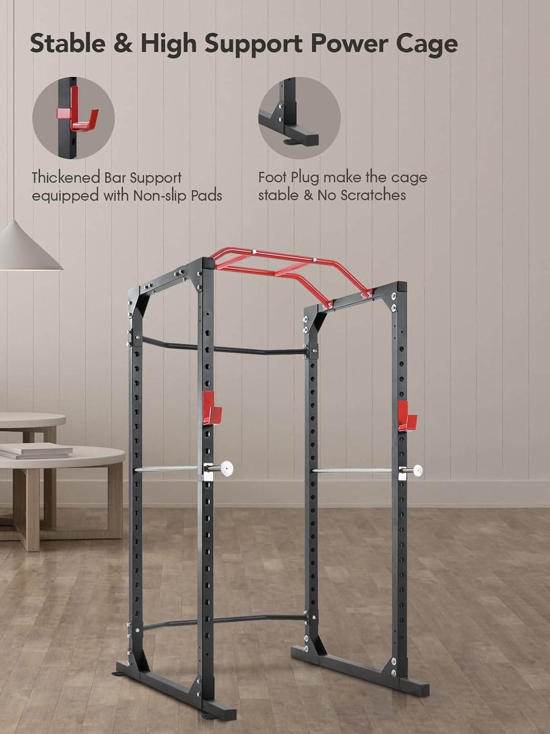 Power Cage Squat Rack with J-Hooks Heavy Duty 1000 lbs Capacity Q549