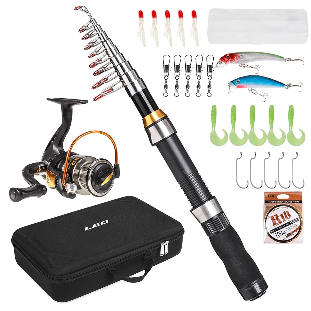 Telescopic Fishing Rod and Reel Combo Kit with Carry Bag G75825