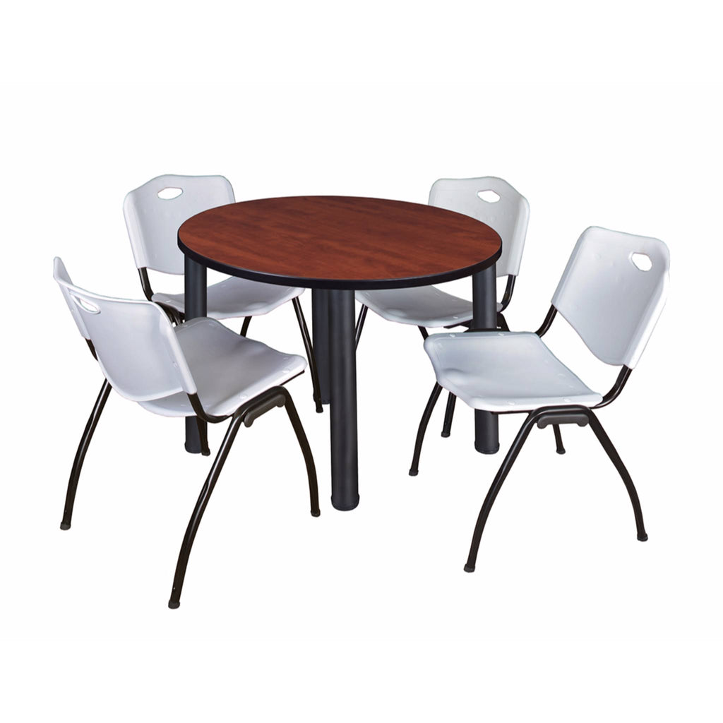 Round Breakroom Table with 4 Stack Chairs C114312