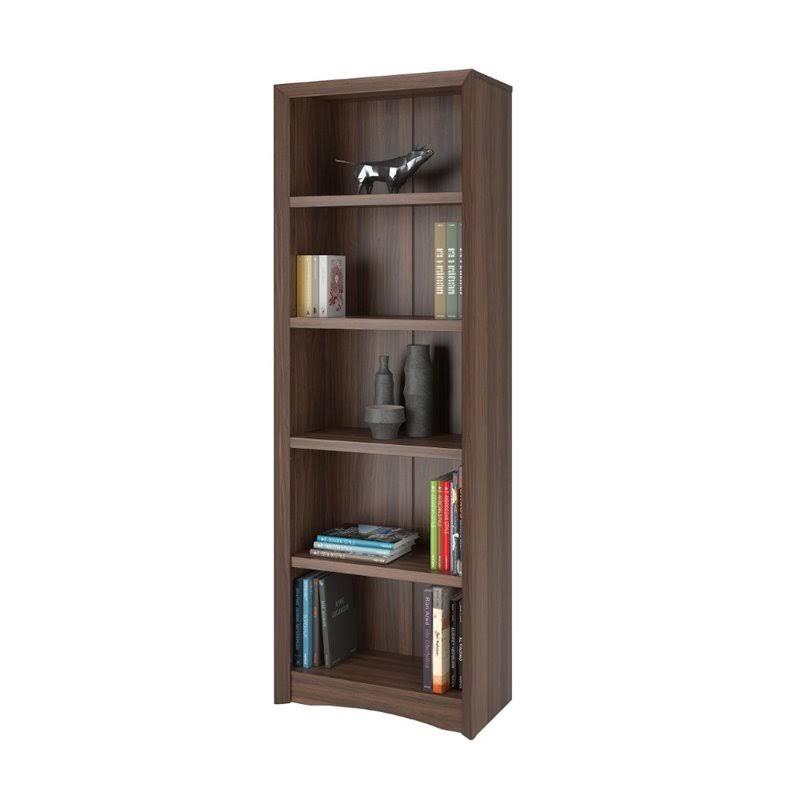 Walnut Faux Woodgrain 5 Shelf Bookcase A337795