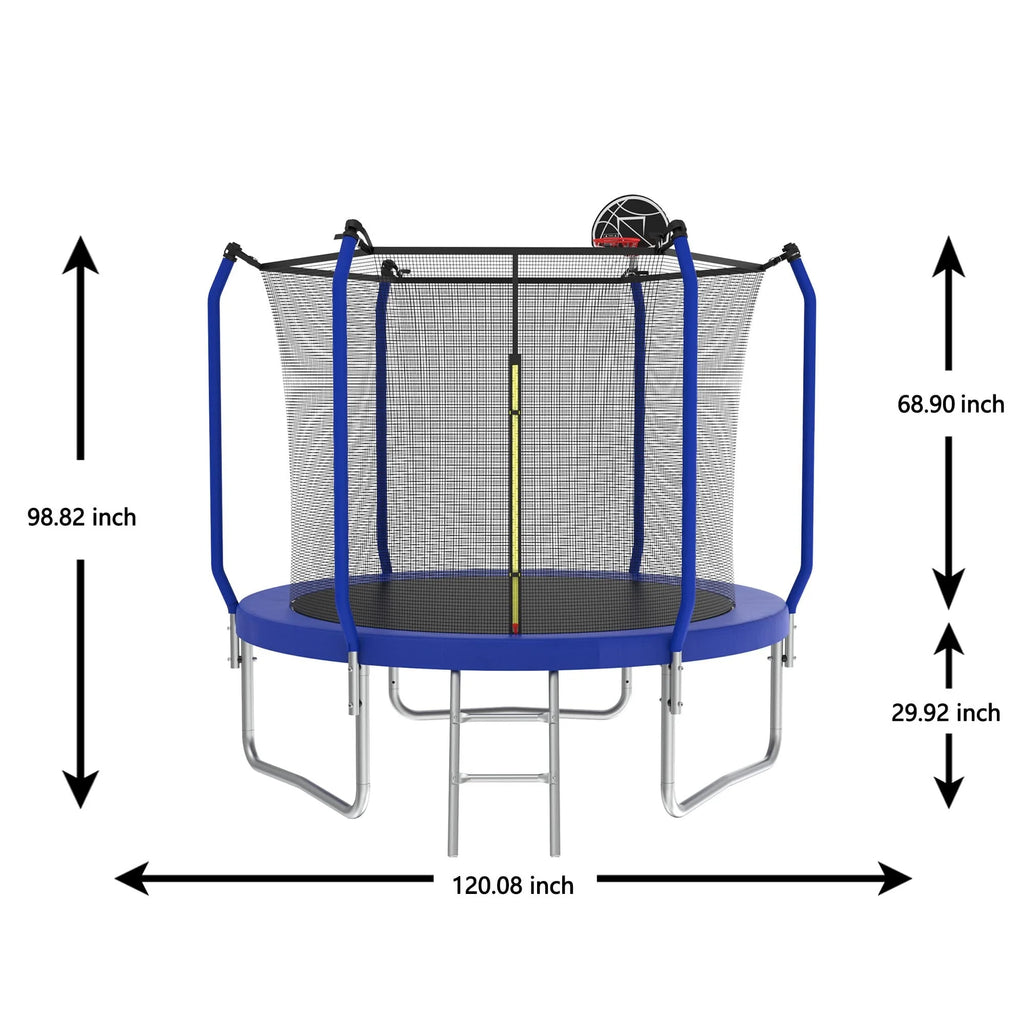 10FT Trampoline with Basketball Hoop and Enclosure Net P254287