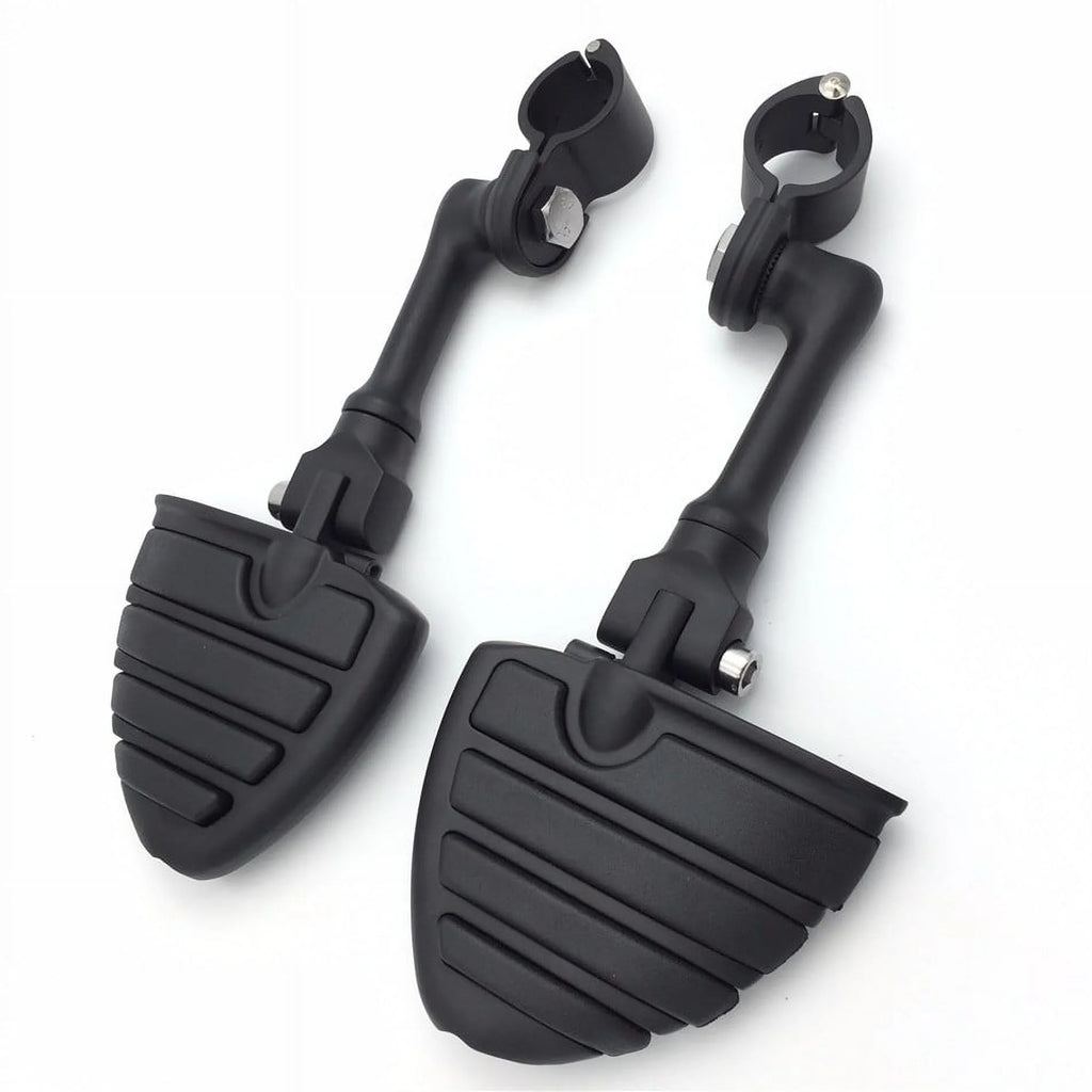 Black Peg Mounting Kit with U Shape Foot Peg Footrest for 1.5 Inch Front Engine Guard Frame Tube P2629
