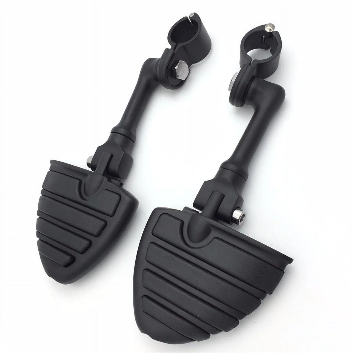 Black Peg Mounting Kit with U Shape Foot Peg Footrest for 1.5 Inch Front Engine Guard Frame Tube P2629
