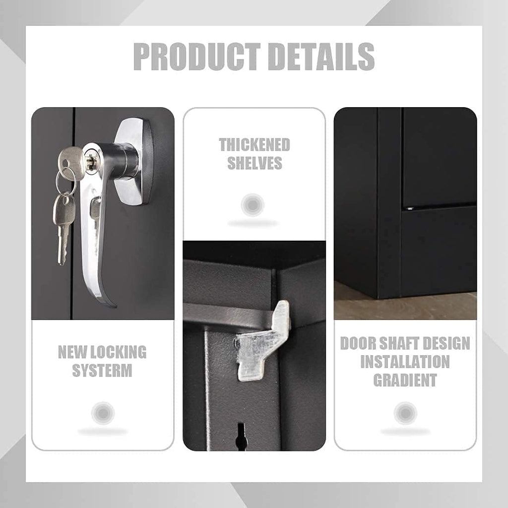 Metal Storage Cabinet with 4 Adjustable Shelves, 72 H, Black A6603