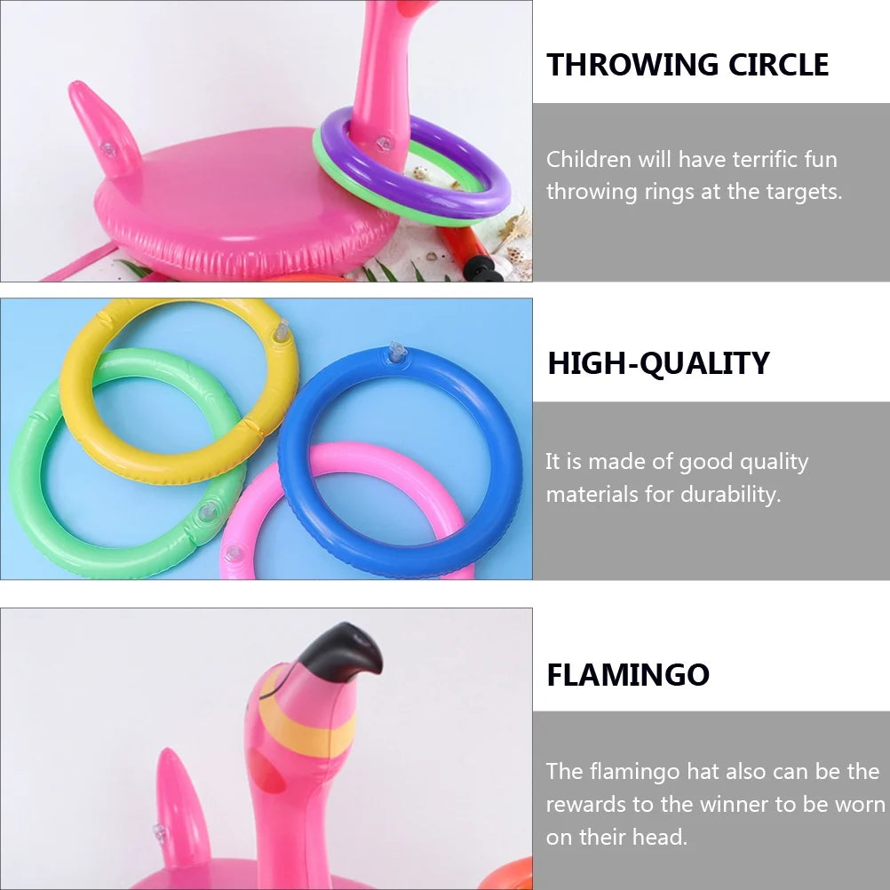Inflatable Flamingo Hat Ring Tossing Game Toy G1324