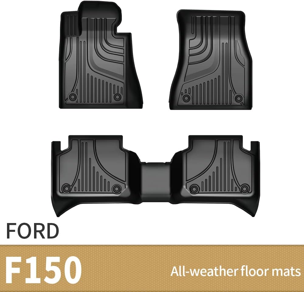 All Weather Car Floor Mats Front & 2nd Seat Floor Liners F319
