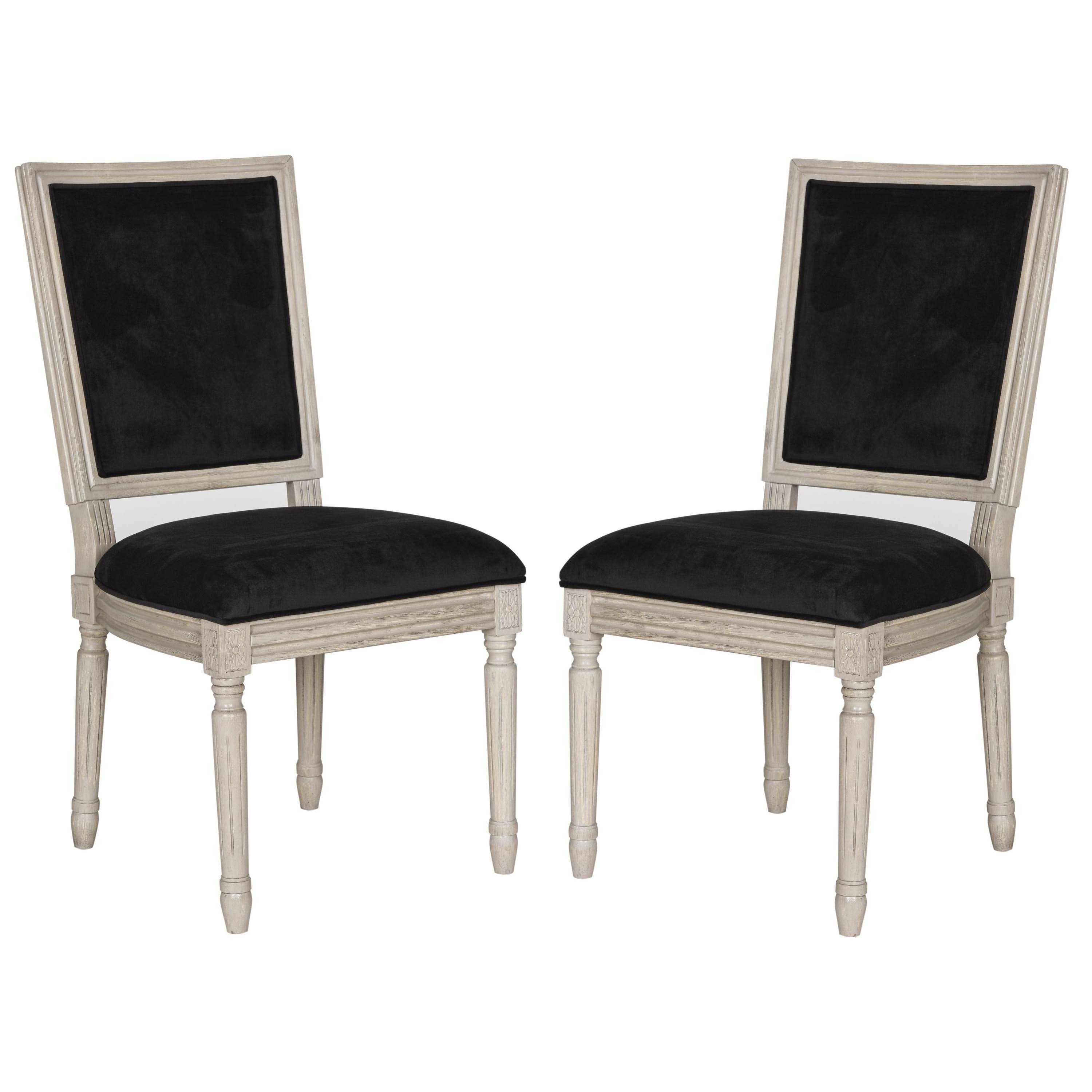 Set of 2 Black Velvet Side Chair Y716