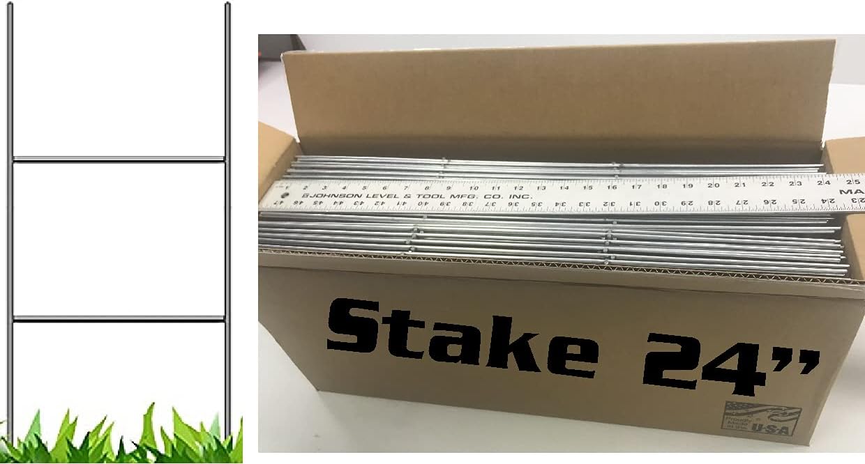 Wire Stake 10 x 24 Inch x 9 Gauge Galvanized Double H-Frame Sign Holder O994772