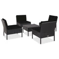 5 Piece Patio Sofa Set with Cushions Poly Rattan Black W829