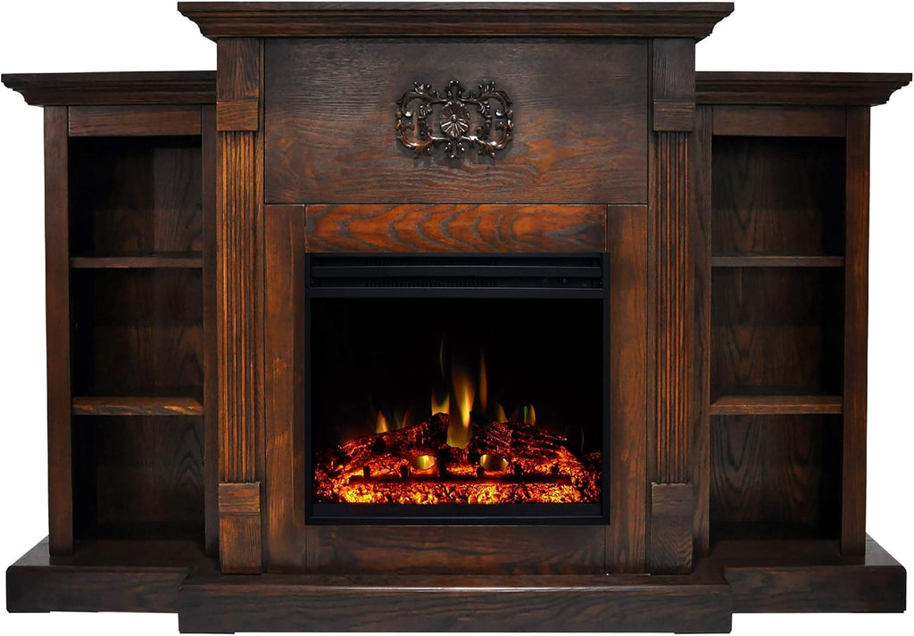Electric Fireplace with White Mantel and Remote U44508