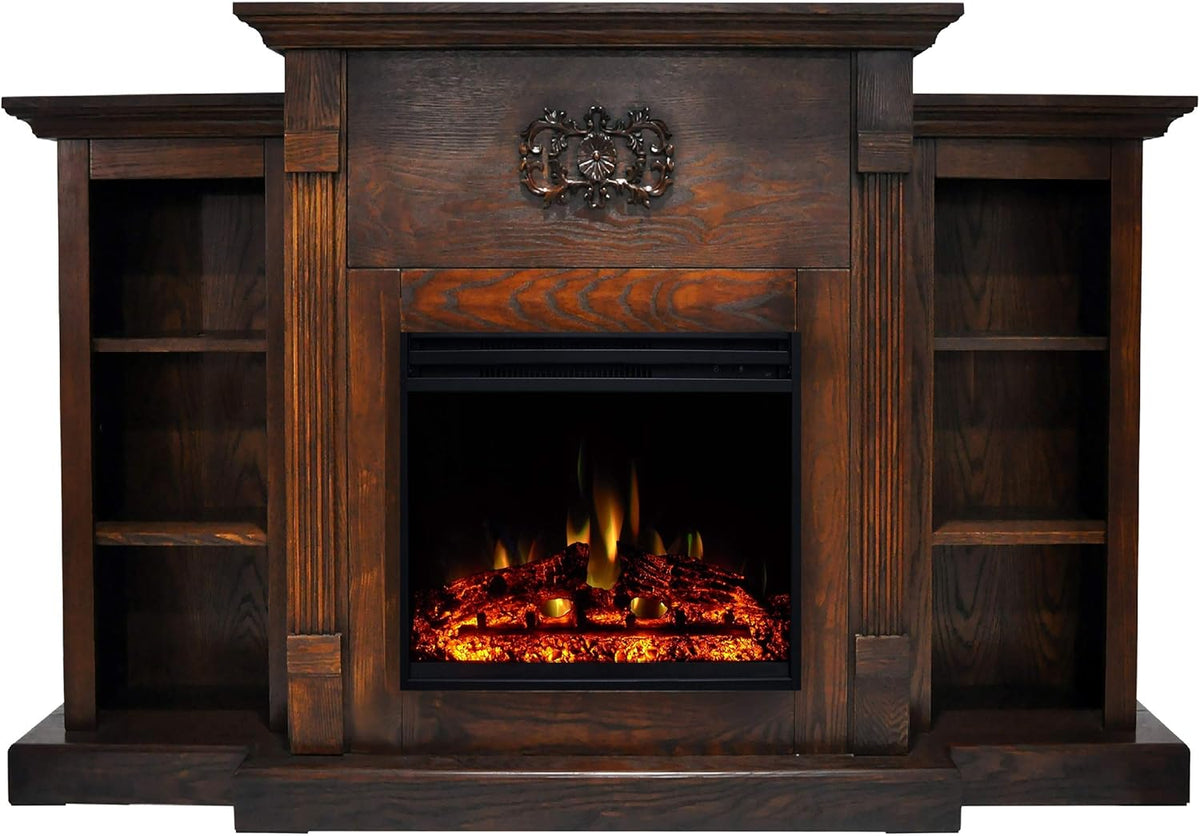 Electric Fireplace with White Mantel and Remote U44508