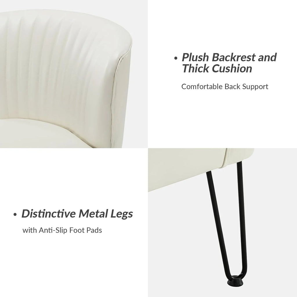 Ivory Faux Leather Accent Chairs Set Of 2 With Metal Base L1154