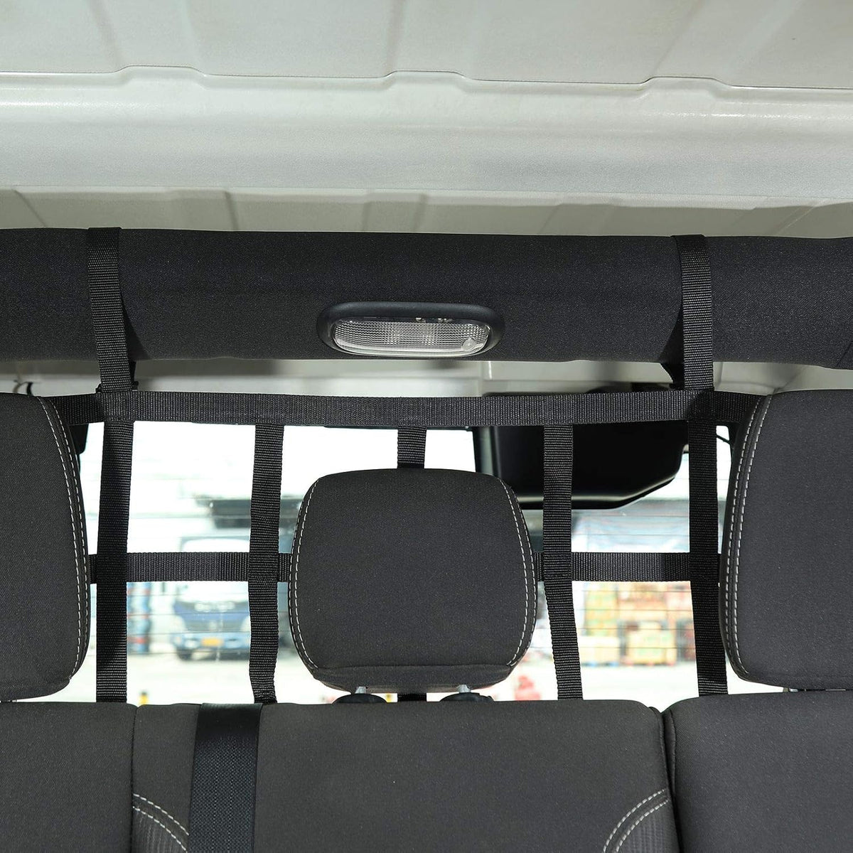 Car Rear Trunk Organizer Isolation Cargo Net, Mesh Dog Barrier Divider Net for Jeep Wrangler JKU & JLU 4 Door 2007-2021 Pack of 2 K81211