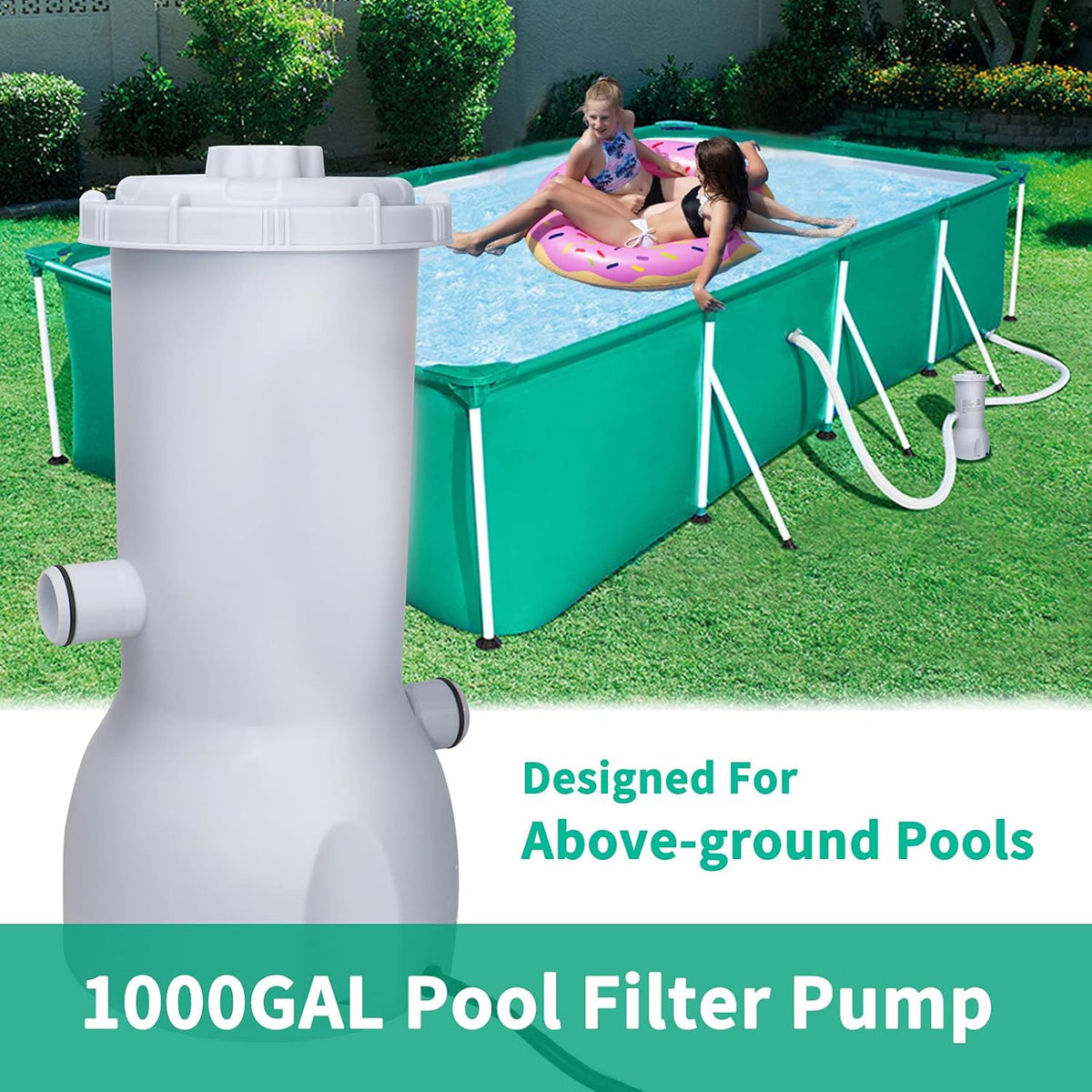 1000 GPH Clear Cartridge Filter Pump for Above Ground Pools, 110-120V with GFCI, Pack of 2 B29614
